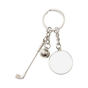 Metal Keyring with a Ball and a Golf Club, Personalised Gift