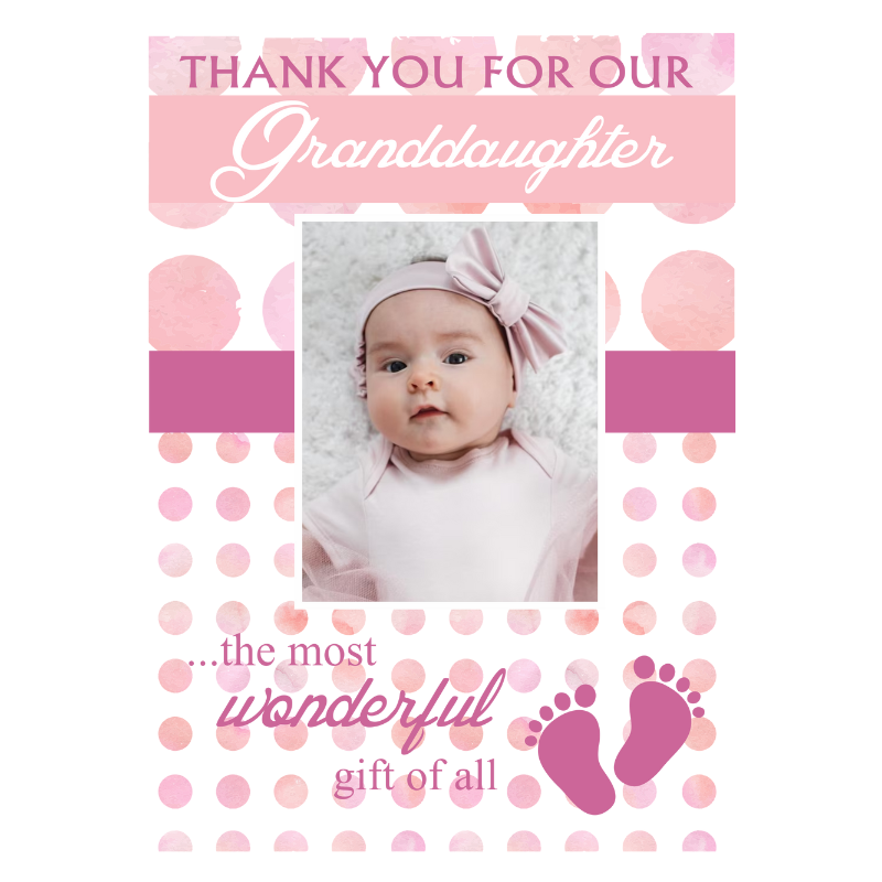 New Baby Granddaughter Card, Personalised Gift