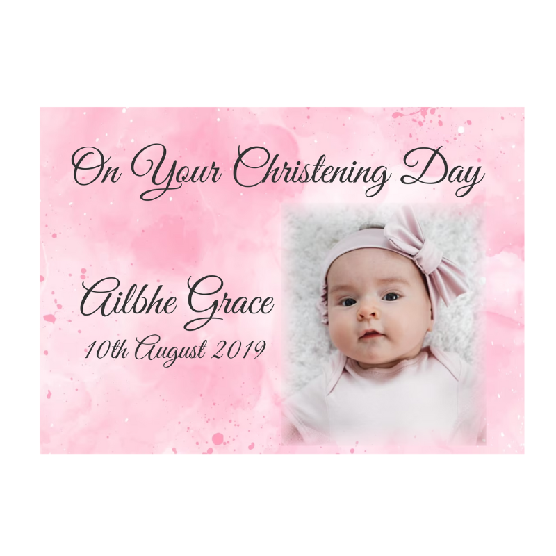 Pink Photo Christening Card, Personalised Gift