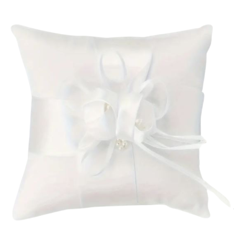 Bow & Pearl Wedding Ring Cushion - Personalised Gift
