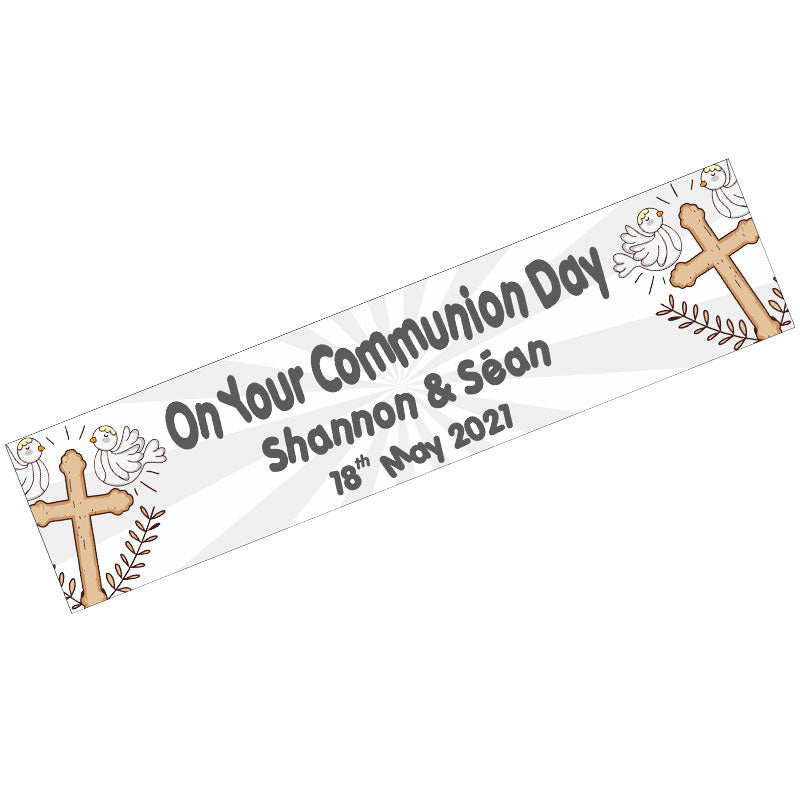 Communion Banner Gold & Silver, Personalised Gift