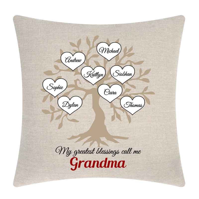 Granny's Blessings Linen Cushion, Personalised Gift
