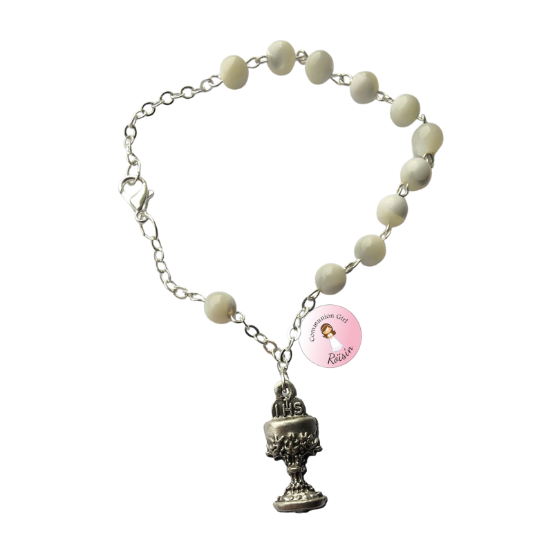 Mother Of Pearl Communion Bracelet, Personalised Gift
