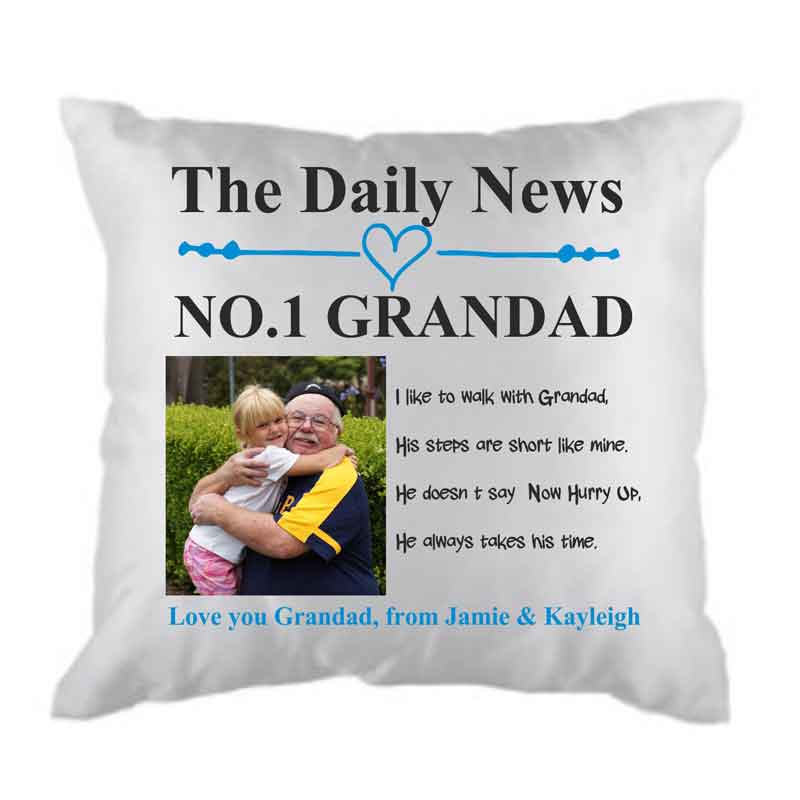 No1 Grandad Cushion, Personalised Gift