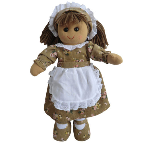 Brown Floral Cord Dress Rag Doll, Personalised Gift