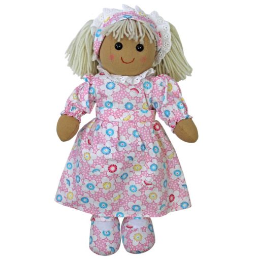 Pink Polka Dot Flower Rag Doll, Personalised Gift
