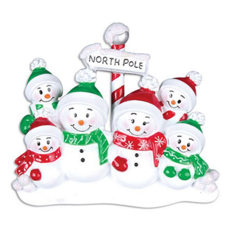 North Pole Family Family (6) Decoration, Personalised Gift