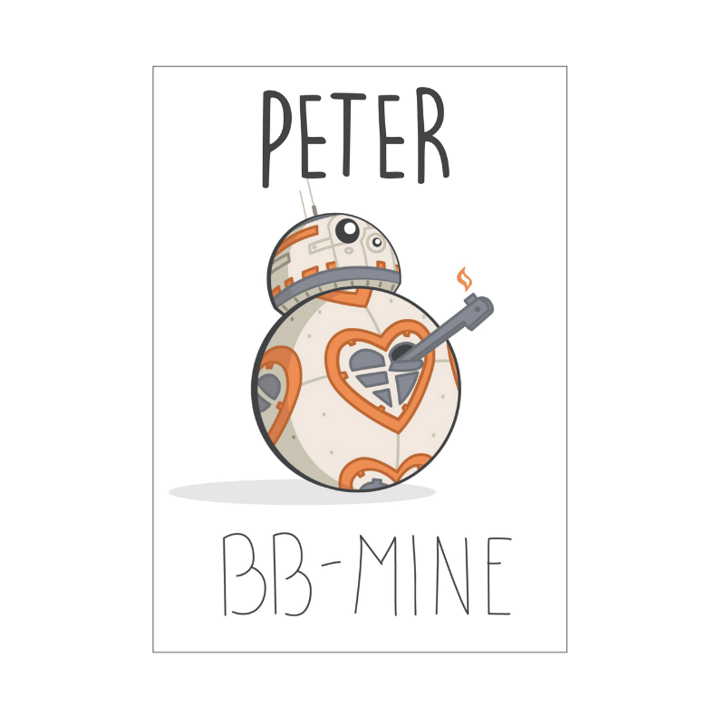BB Mine Valentines Day Card, Personalised Gift