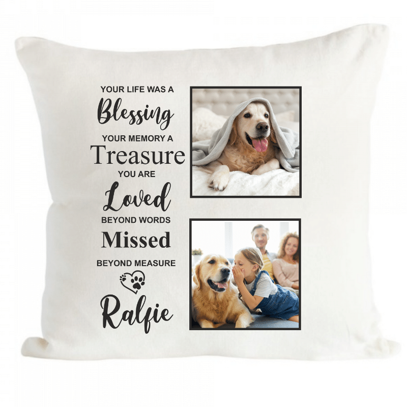 Velour Pet Memorial Cushion, Personalised Gift