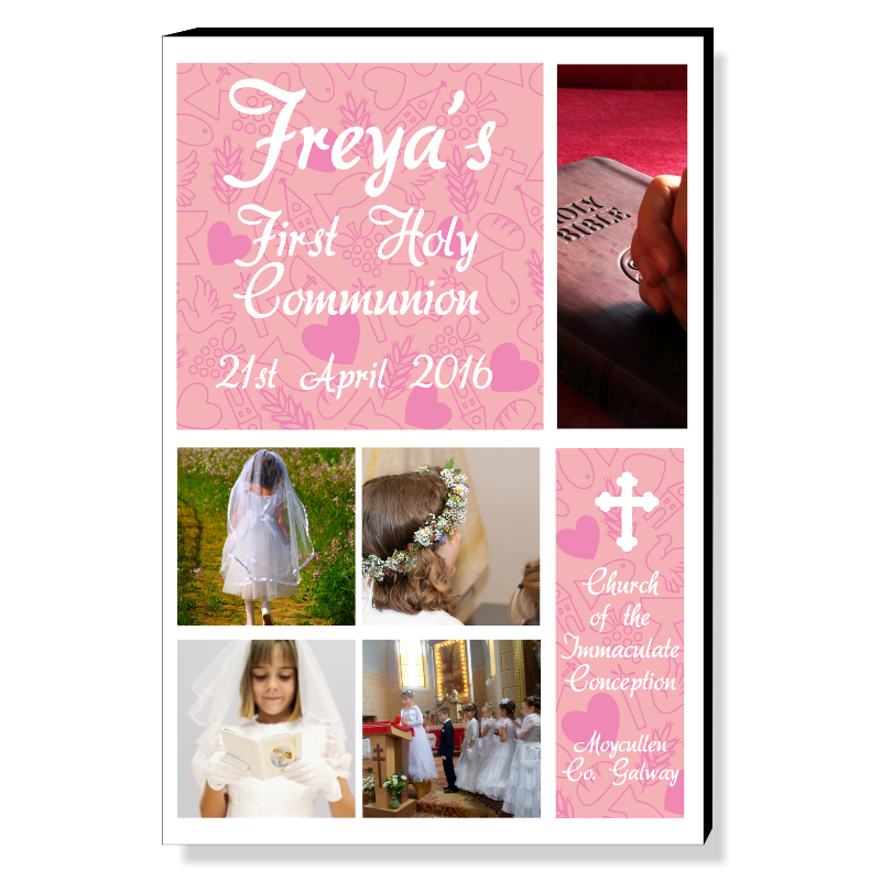 Pink Communion Photo Panel, Personalised Gift