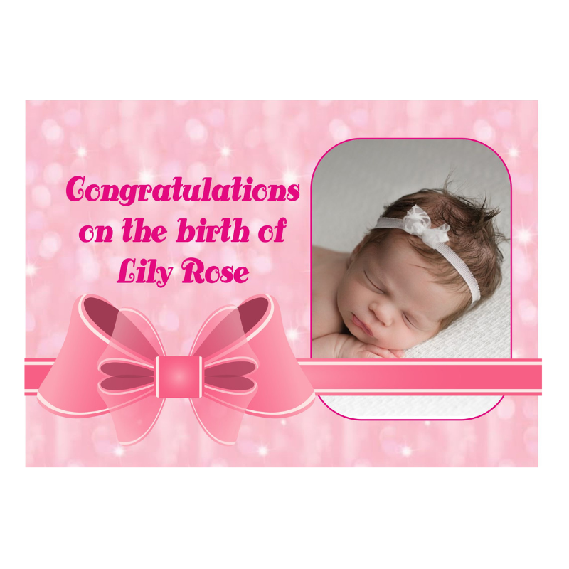New Baby Girl Card, With Photo Personalised Gift