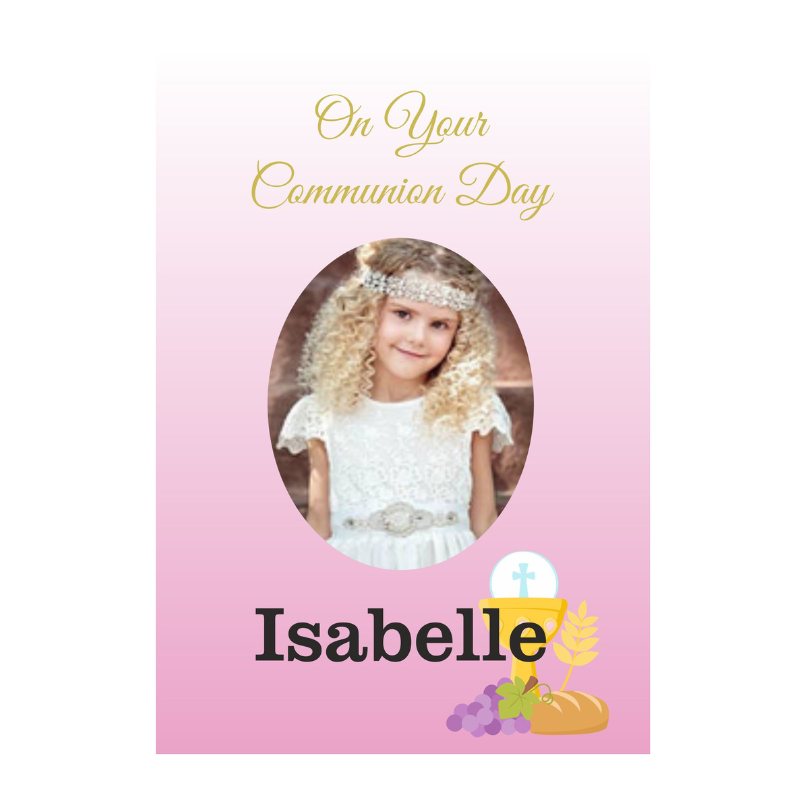 Photo Communion Card, Girl, Personalised Gift