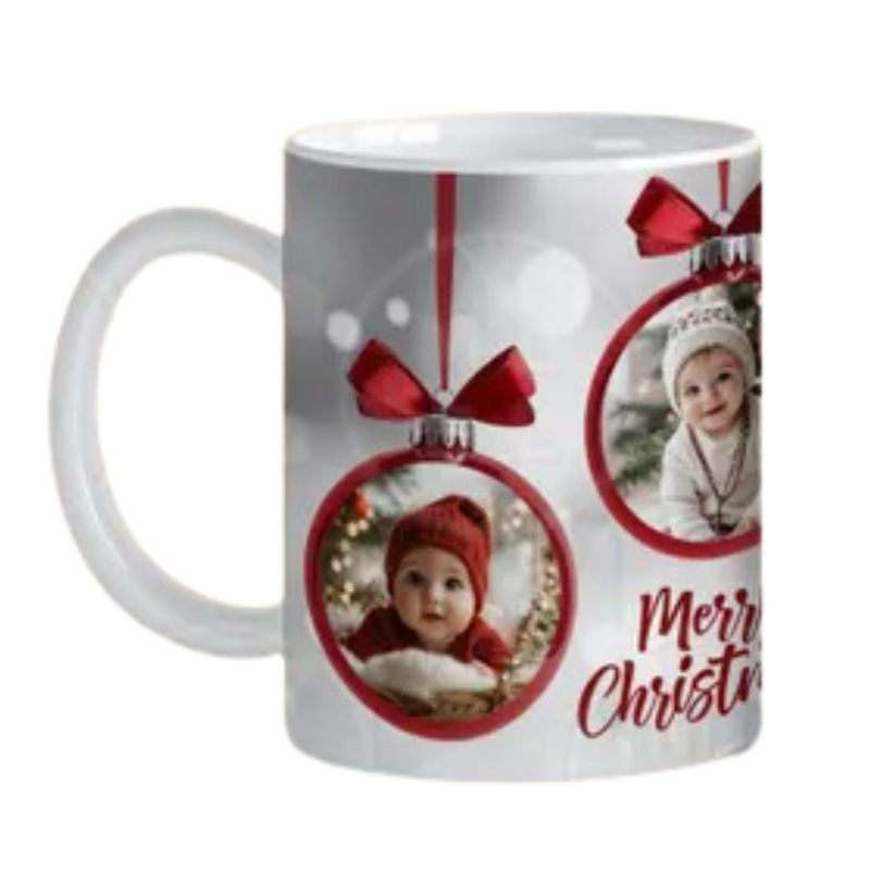 Red Bauble Photo Mug - Personalised Gift