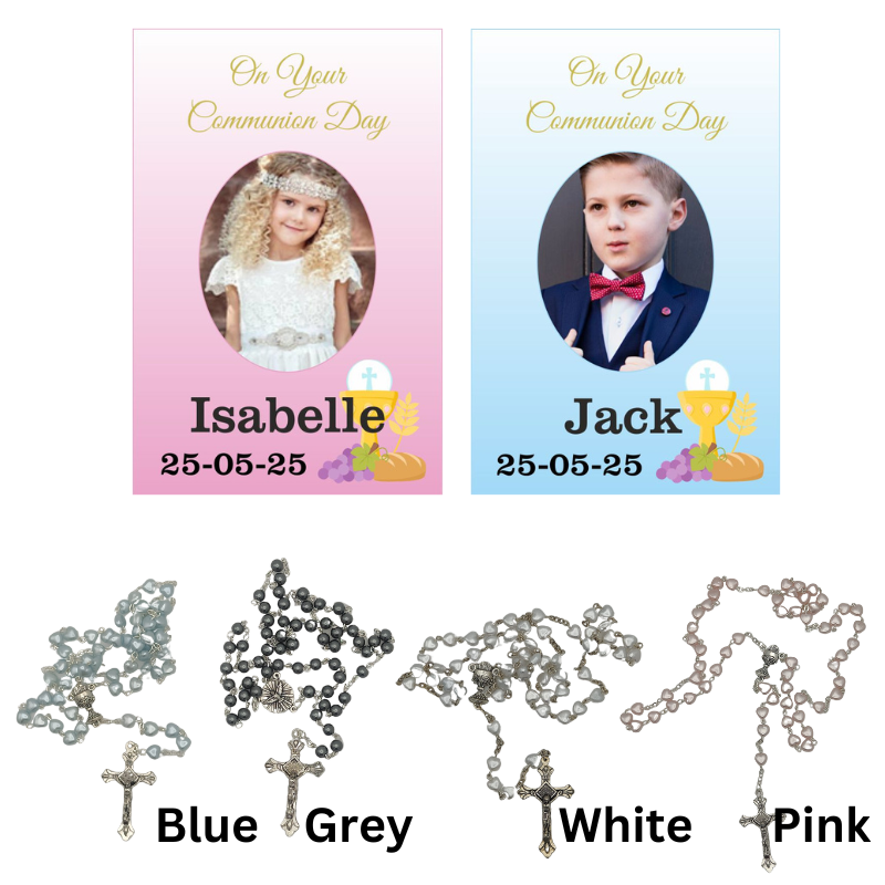 Rosary Beads With Photo Card - Personalised Gift