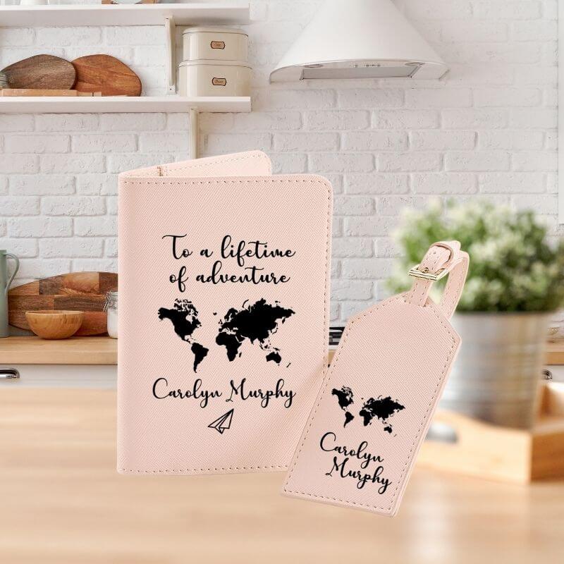 Personalised Womens map pattern passport holder