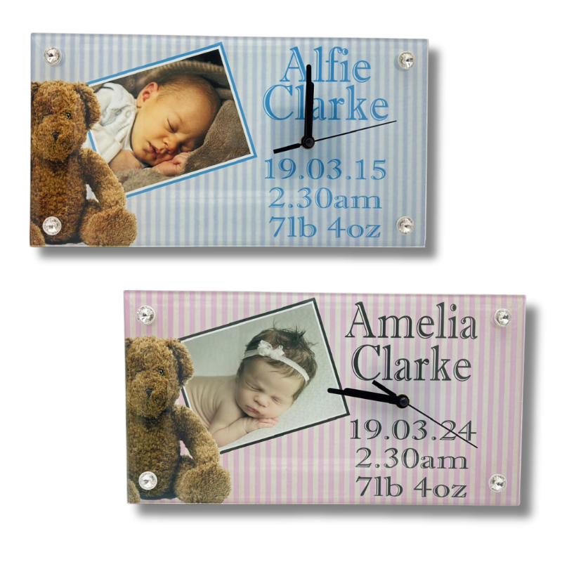 Glass Baby Clock - Personalised Gift