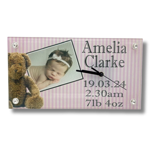 Glass Baby Clock - Personalised Gift