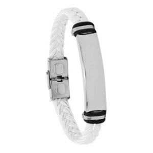 Leather and Titanium Engraved Bracelet - Personalised Gift