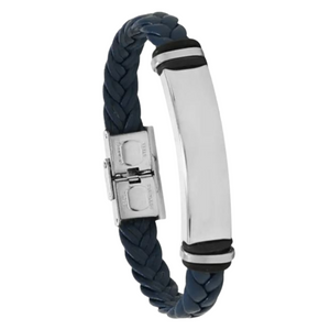 Leather and Titanium Engraved Bracelet - Personalised Gift