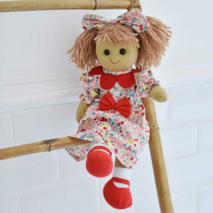 Rag Doll With Printed Dress And Petal Collar, Personalised Gift