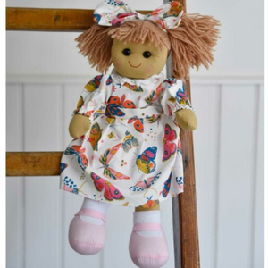 Mixed Butterfly Print Dress Rag Doll, Personalised Gift