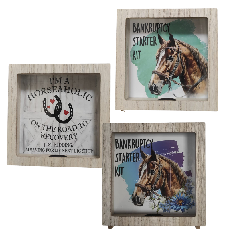 Horse Design Wooden Shadow Money Box, Personalised Gift