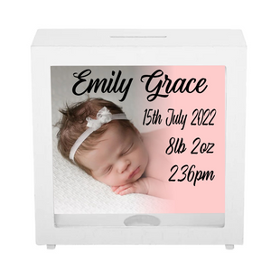 Baby Wooden Shadow Money Box, Personalised Gift