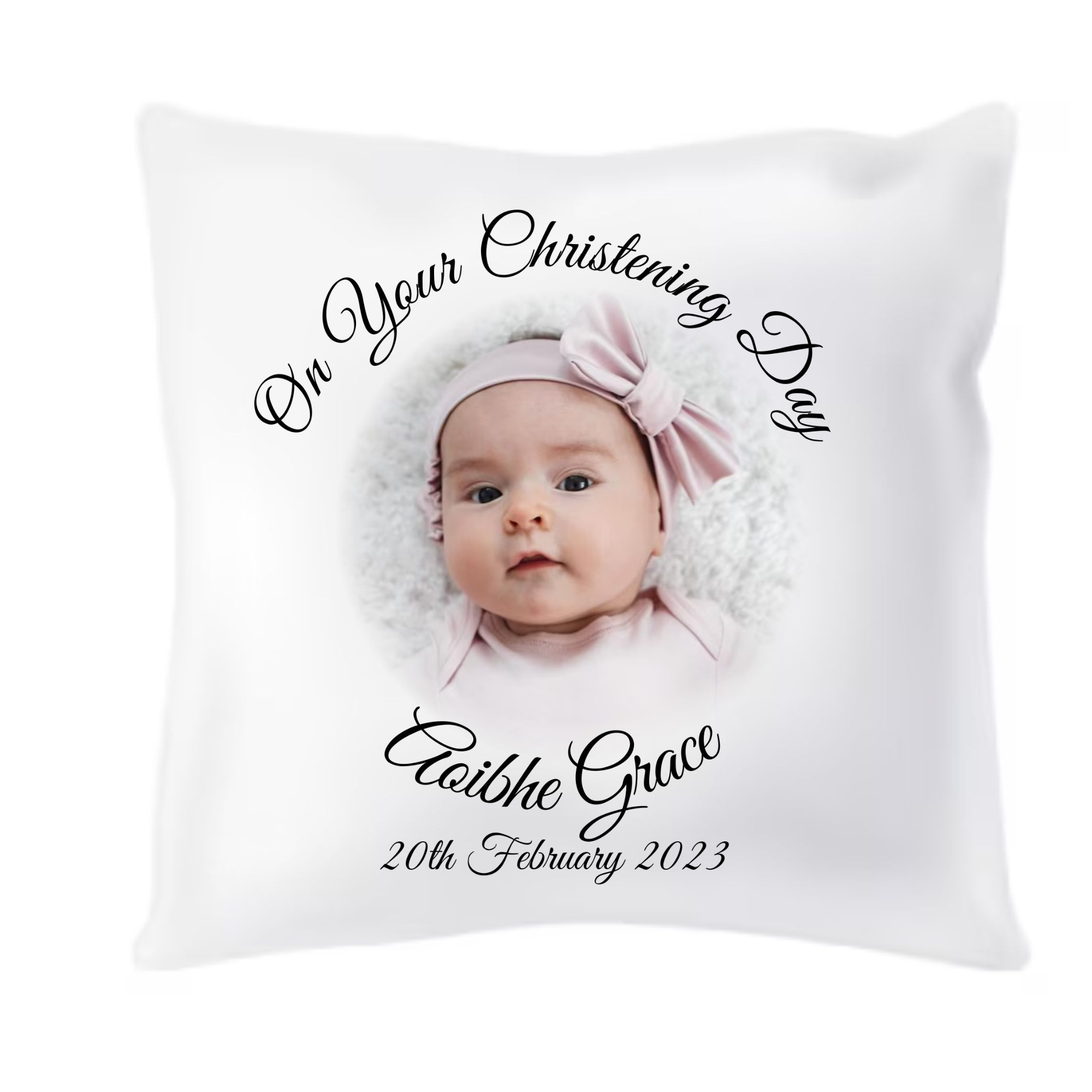 Satin Christening Cushion - Personalised Gift