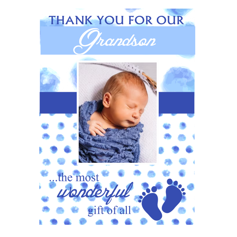 New Baby Grandson Card, Personalised Gift
