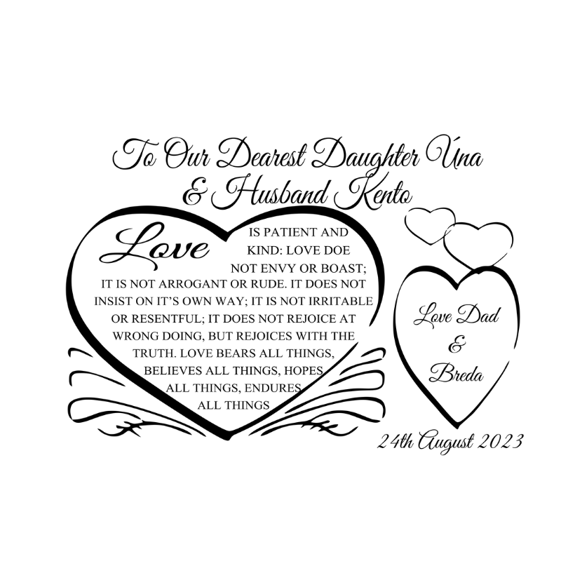Engagement, Wedding Anniversary Card With Heart & Verse, Personalised Gift