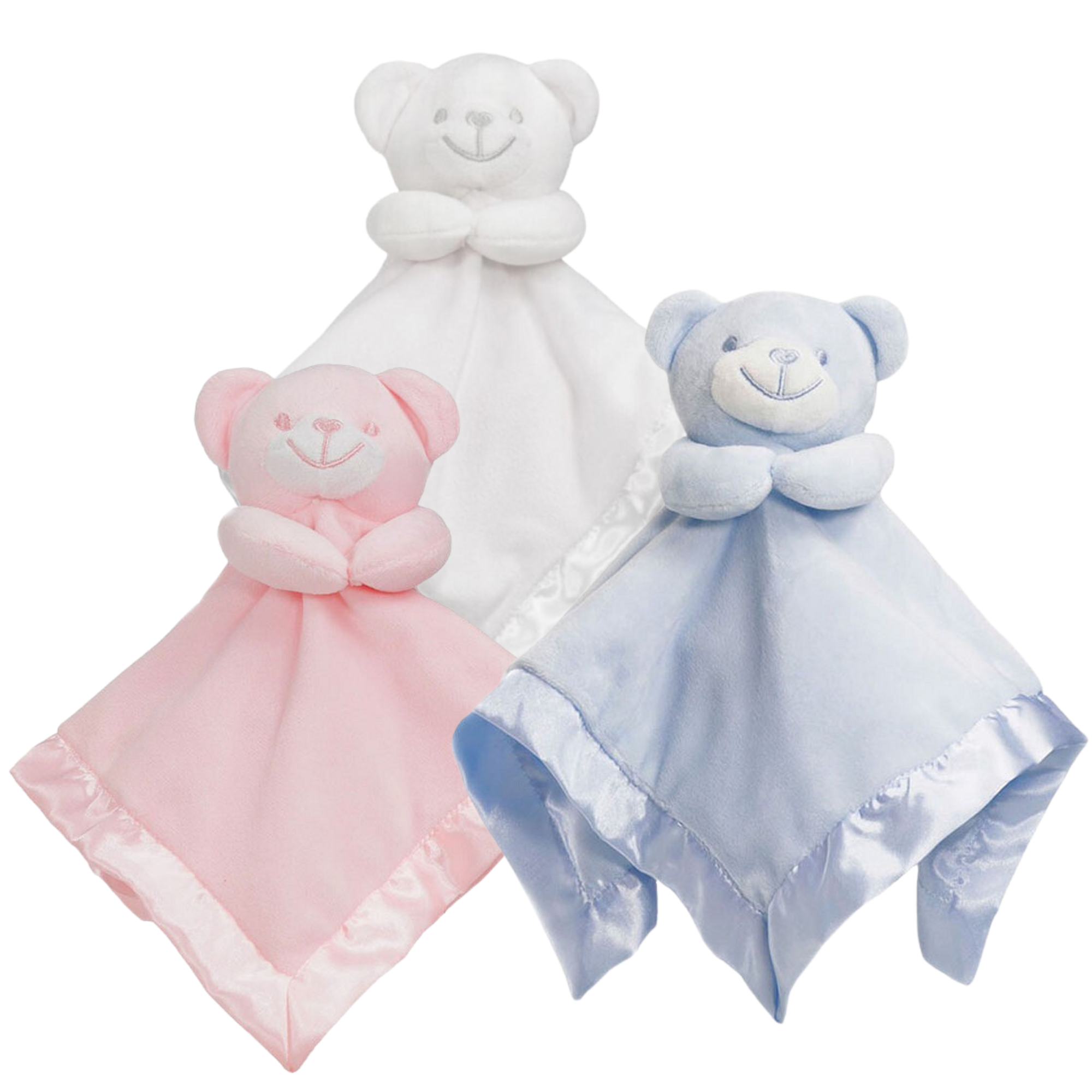 Bear Comfort Blanket With Satin Trim, Personalised Gift