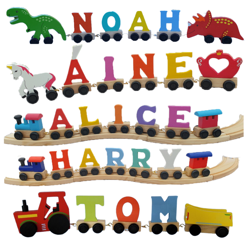 Colour Wooden Train and Track, Personalised Gift