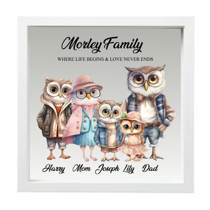 Owl Family Print - Personalised Gift