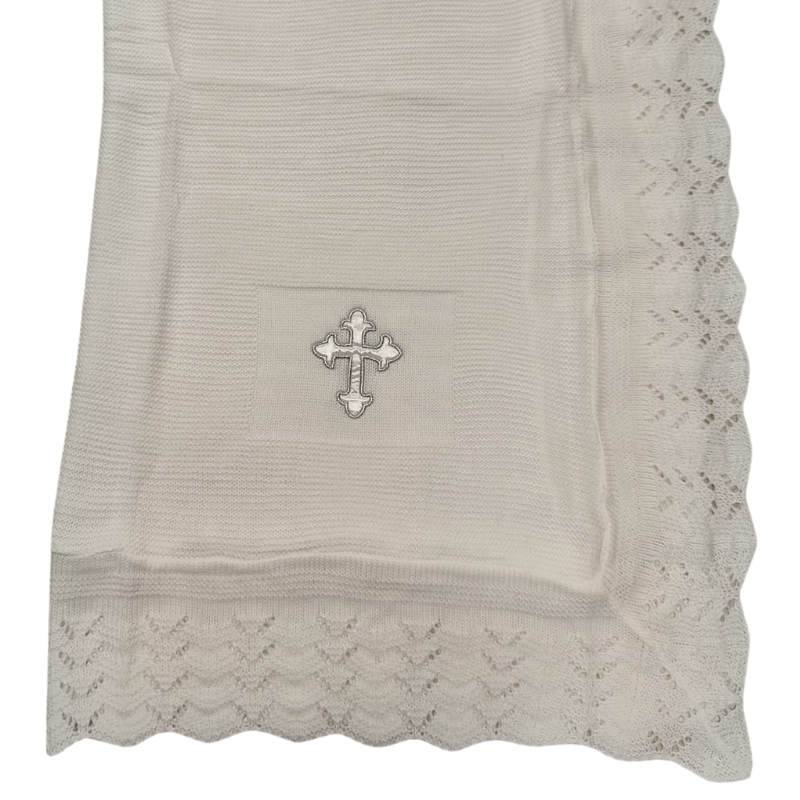 Christening Shawl With Silver Cross, Personalised Gift