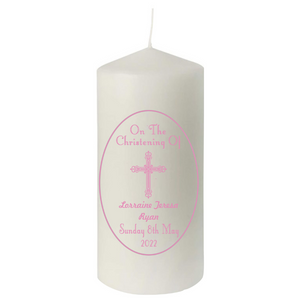 Christening Candles - Oval Border - Personalised Gift