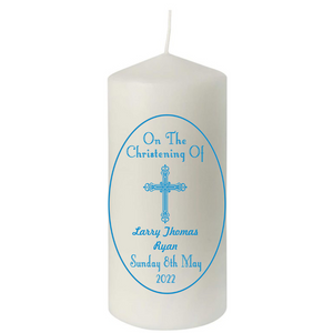 Christening Candles - Oval Border - Personalised Gift