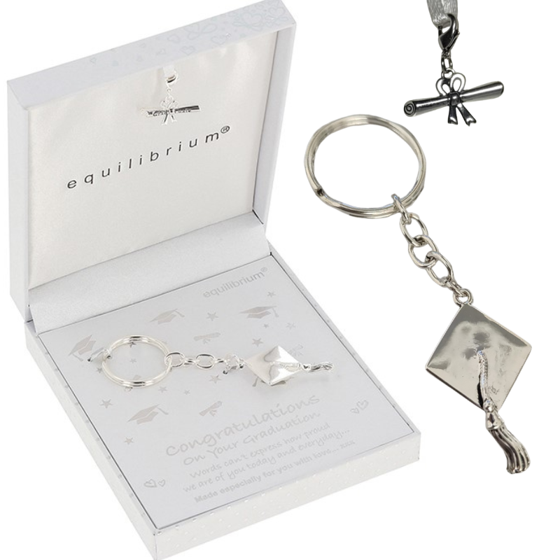 Silver Plated Graduation Keyring - Personalised Gift