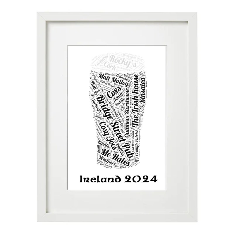 Pint Word Art Frame - Personalised Gift