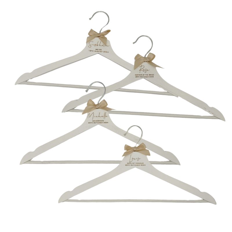 White Wedding Hangers, Personalised Gift.