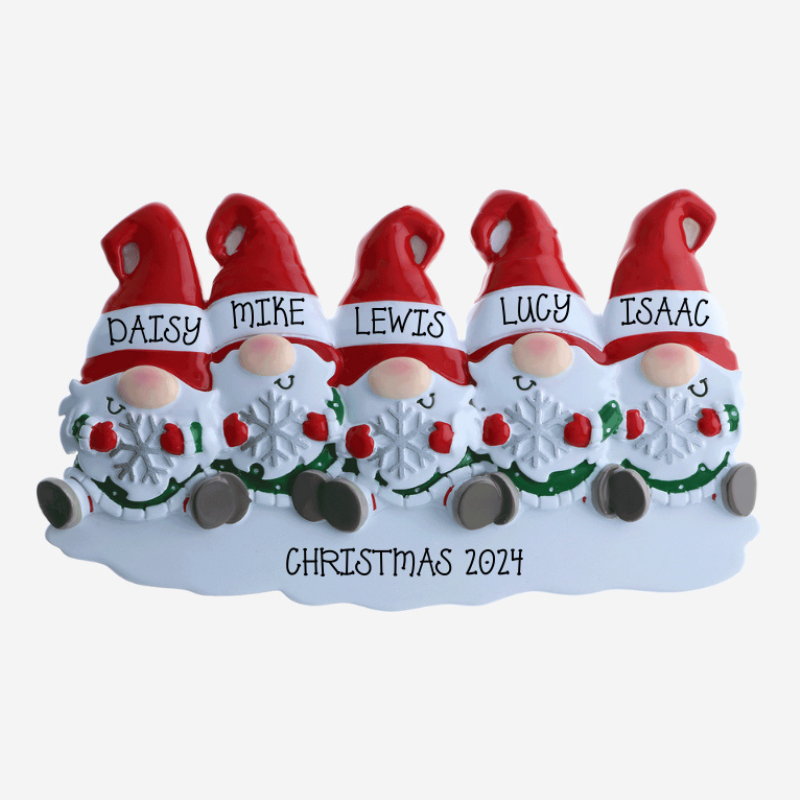 Gnome Family Decoration -5 - Personalised Gift