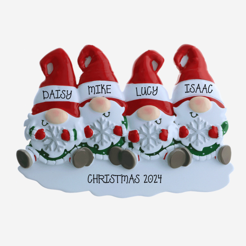 Gnome Family Decoration -4 - Personalised Gift