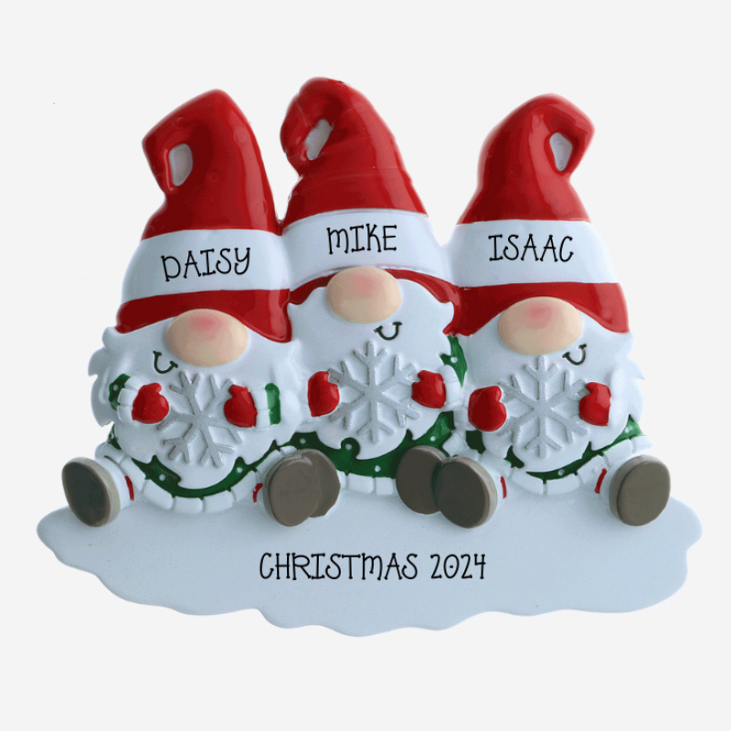 Gnome Family Decoration -3 - Personalised Gift
