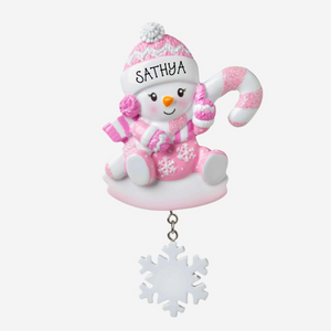 Snowbaby With Candy Cane Decoration  - Personalised Gift
