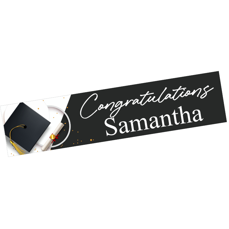 Graduation Banner with Mortarboard - Personalised Gift