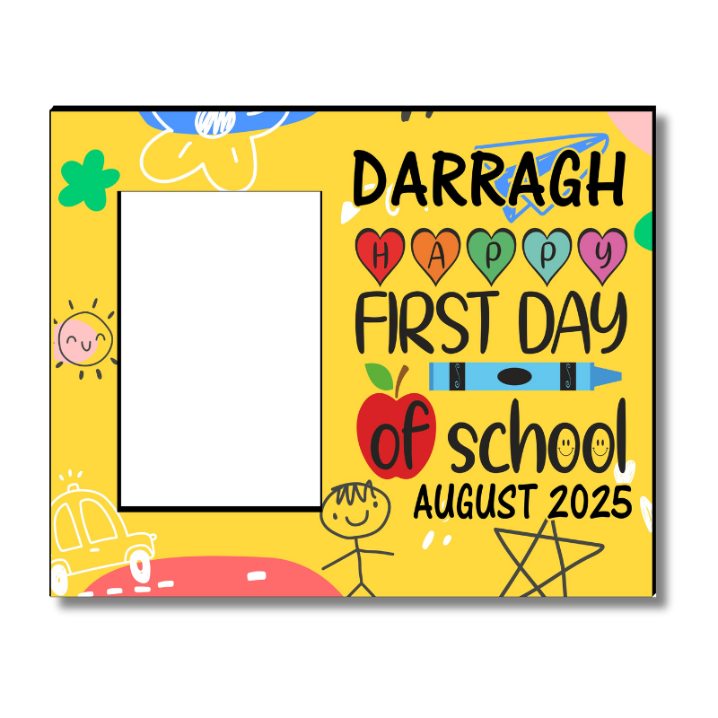 First Day Of School Frame - Yellow - Personalised Gift