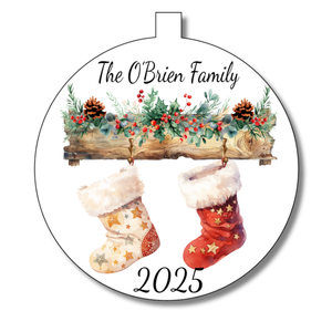 Family Christmas Stocking Bauble Decoration - Personalised Gift