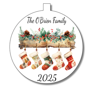 Family Christmas Stocking Bauble Decoration - Personalised Gift