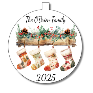 Family Christmas Stocking Bauble Decoration - Personalised Gift