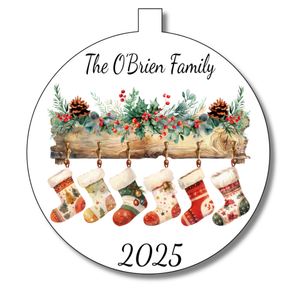 Family Christmas Stocking Bauble Decoration - Personalised Gift