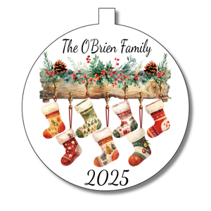 Family Christmas Stocking Bauble Decoration - Personalised Gift